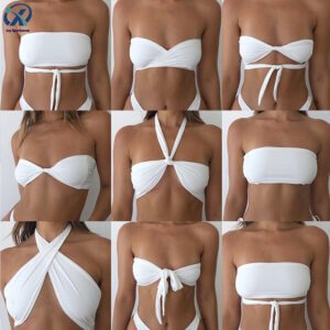 Multi-Way White Bandeau Bikini Top | Custom Swimwear Manufacturer