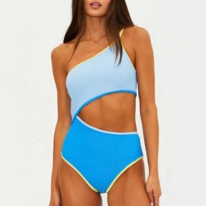 Colorblock One-Shoulder Cut-Out One-Piece Swimsuit